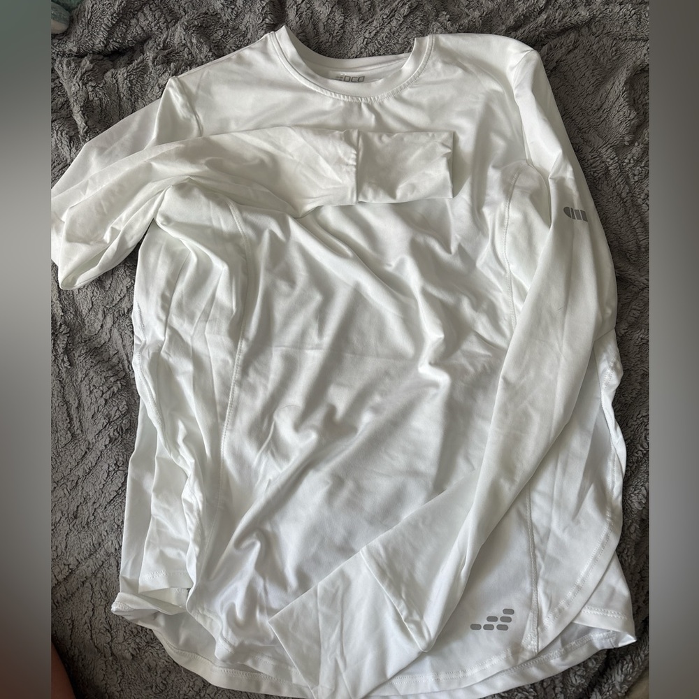 White bcg long sleeve athletic shirt